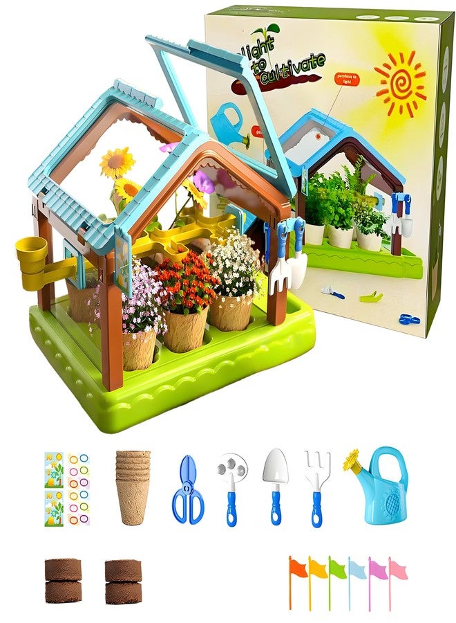 EXBEPE Kids Plant Growing Kit Greenhouse Growing Set with Drip Irrigation System and Grow Light Science Educational DIY Indoor Plant Gardening Toy for Kids - Image 1